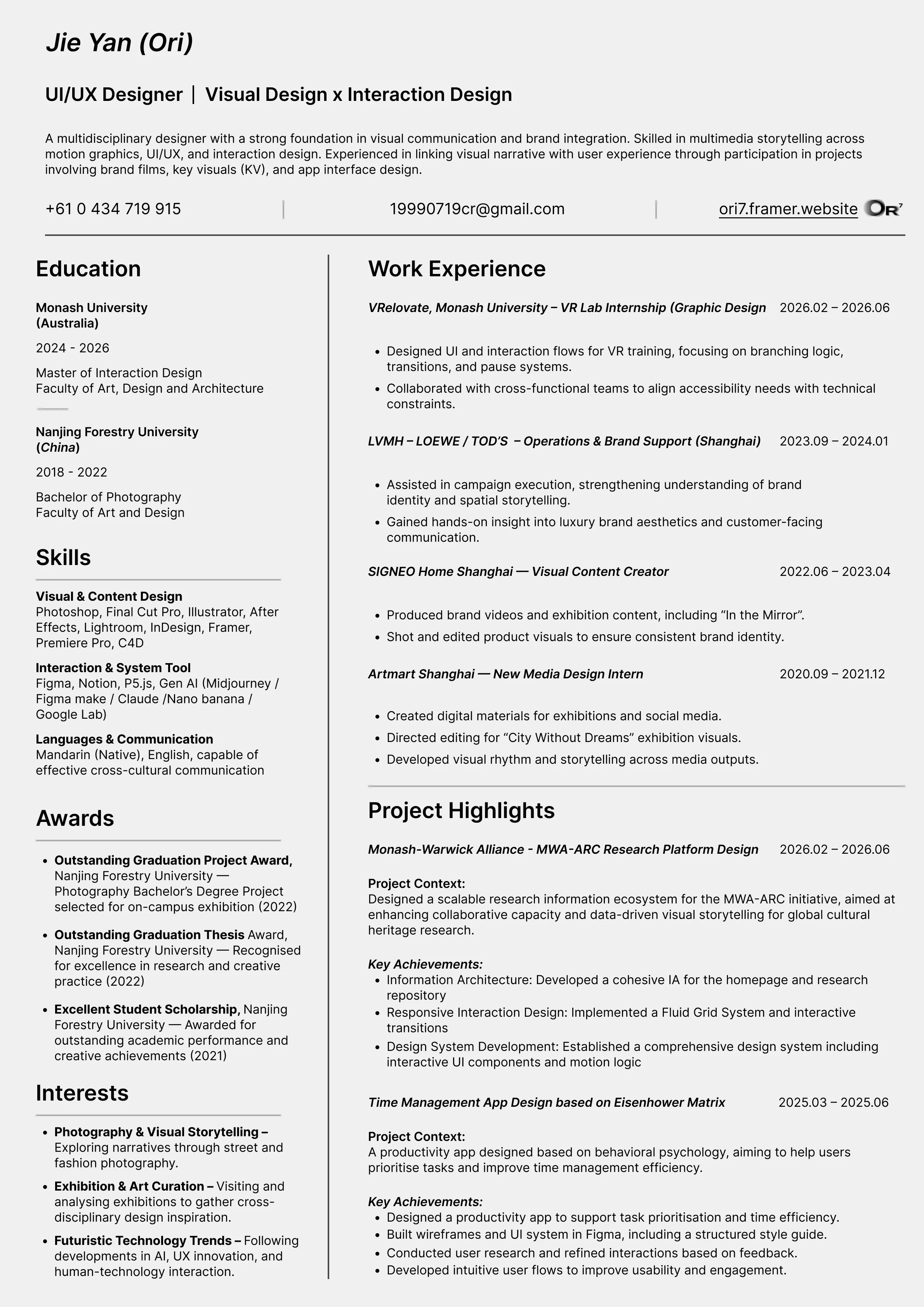 Jie Yan Resume